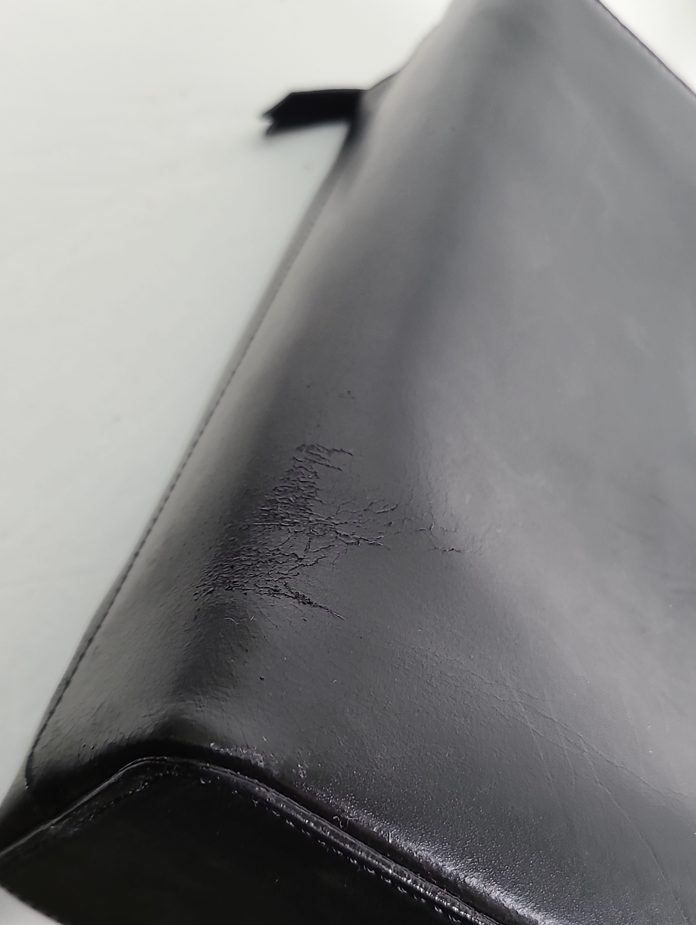 J.Crew Classic Black Leather Tote Bag Purse 3 Compartment Shoulder Strap Carry - Picture 9 of 16